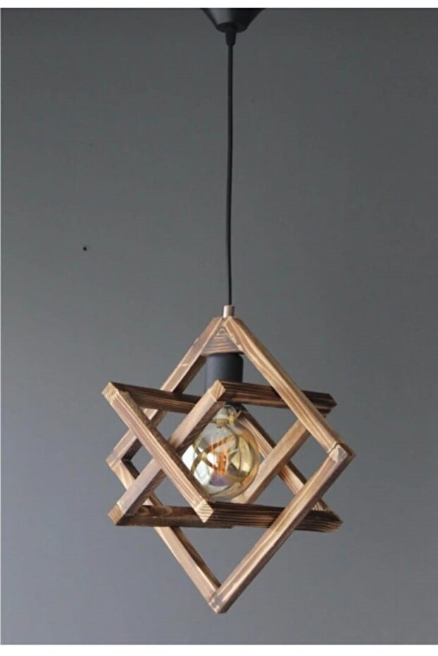 Ahşap Modern Dekoratif Tekli Avize - 2