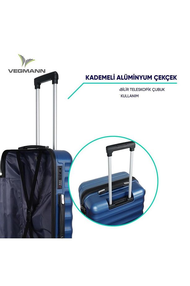 Vegmann Delphin Kırılmaz Dayanıklı 3'lü Valiz Seti & Bavul Seti - 9