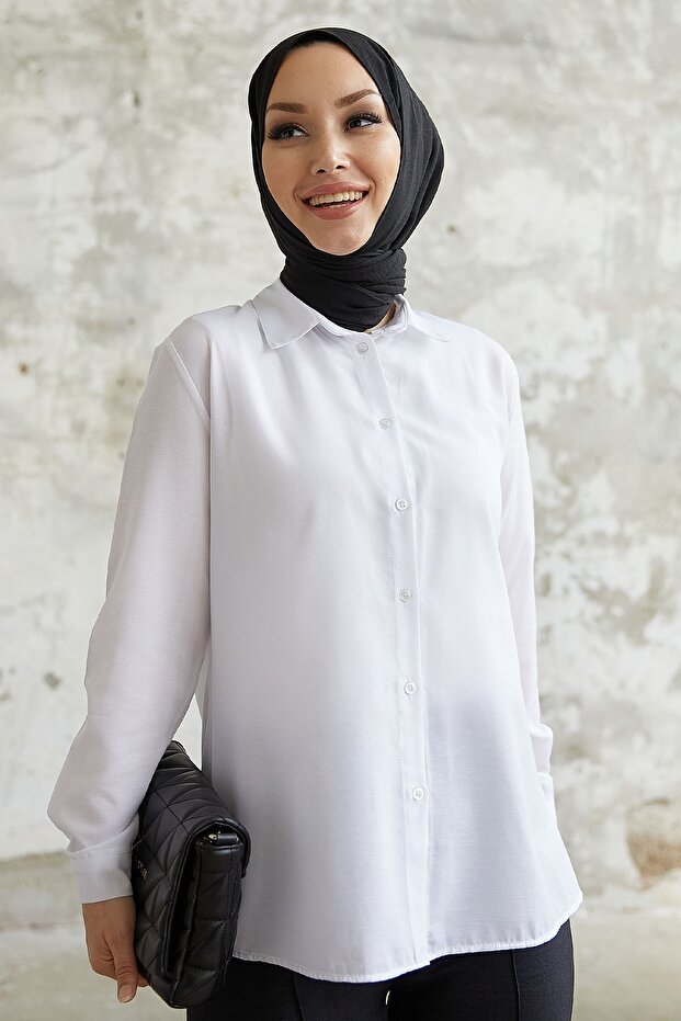 Nilda Basic Gömlek - Beyaz - 3