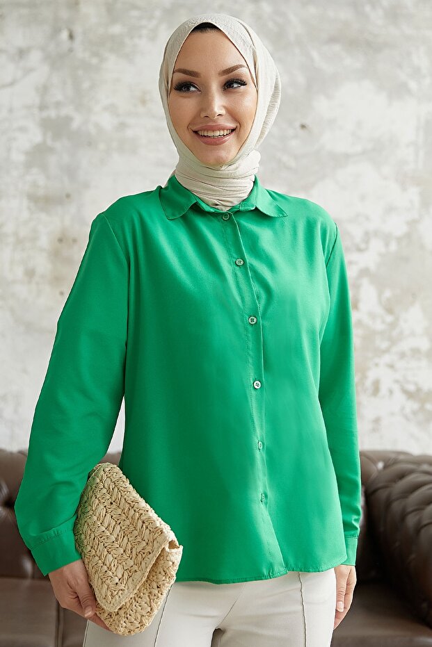 Nilda Basic Gömlek - Yeşil - 4