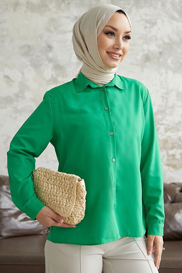 Nilda Basic Gömlek - Yeşil - 5