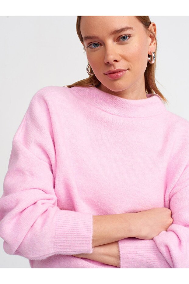 PEMBE DİK YAKA BASIC KAZAK - 4