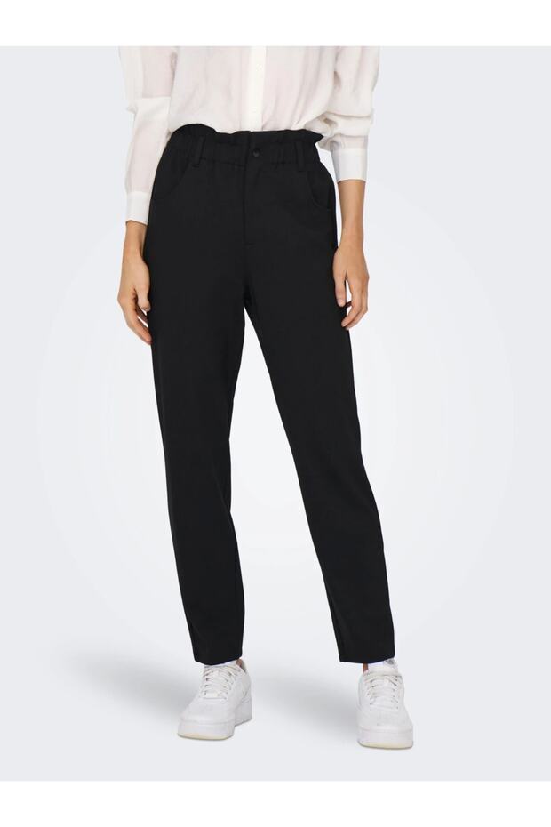 Schwarze Damenhose mit elastischem Bund - 15236129 - 2