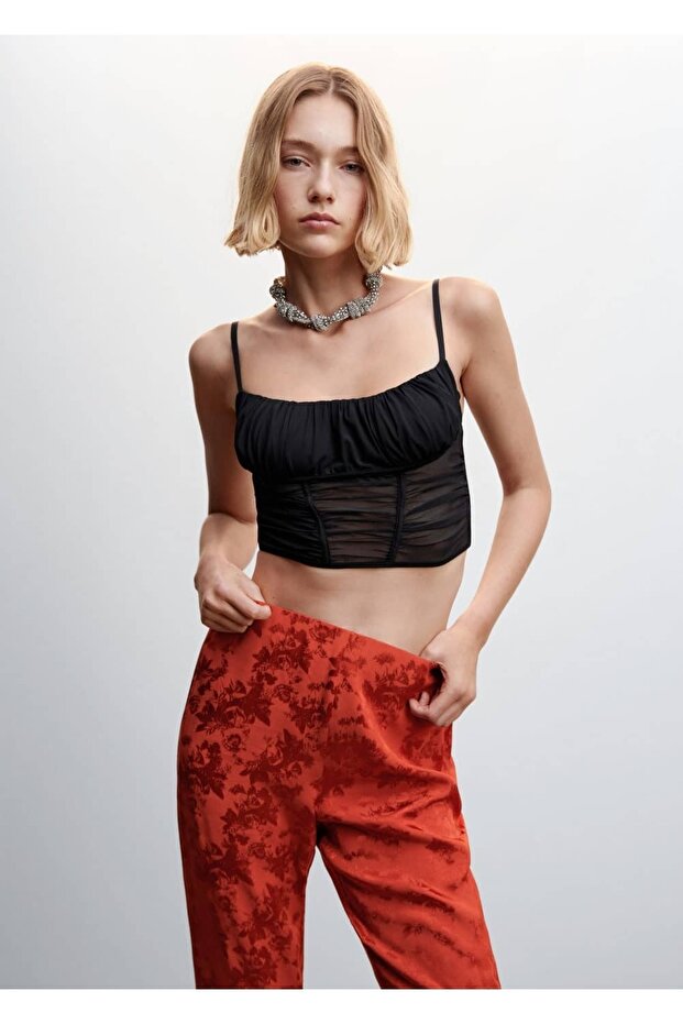 Yarı Transparan Korse Bluz - 1