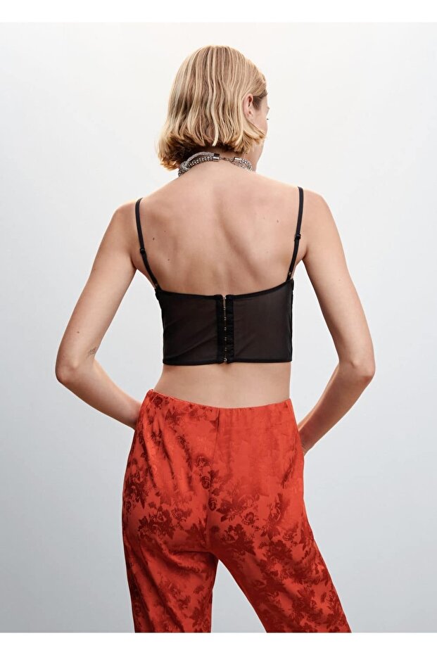 Yarı Transparan Korse Bluz - 4