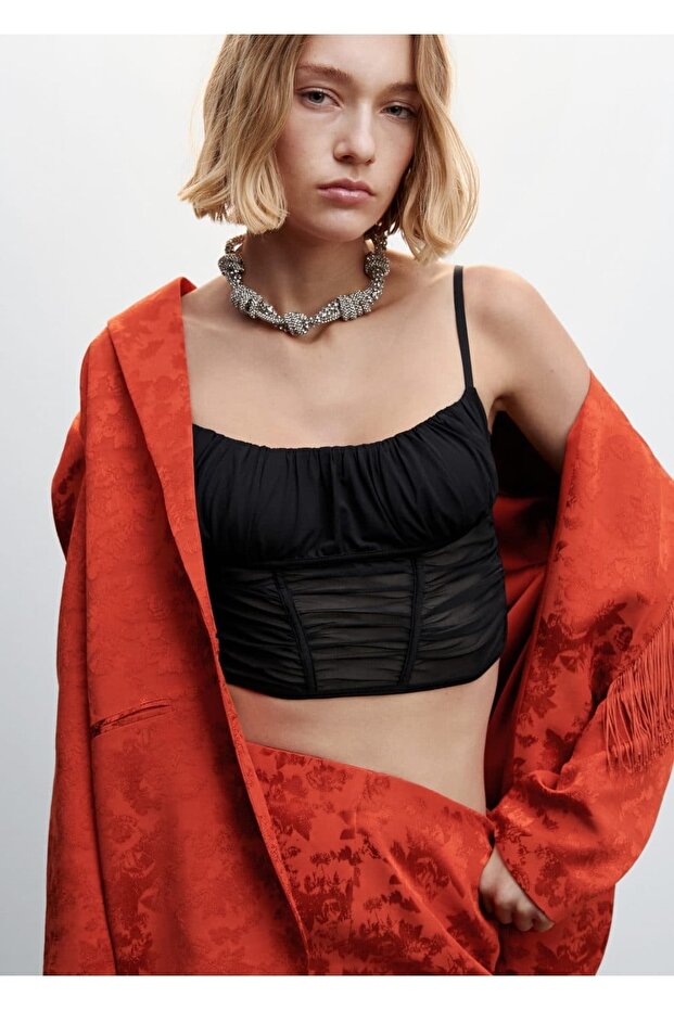 Yarı Transparan Korse Bluz - 7