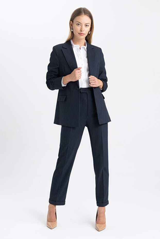 Tapered Fit High Waist Double Leg Pants with Pockets B3061ax23au