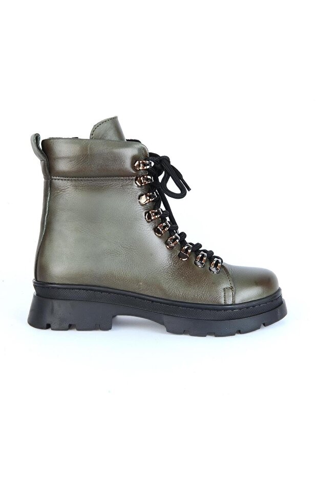 240804-Z Green Fur Leather Women's Flat Boots
