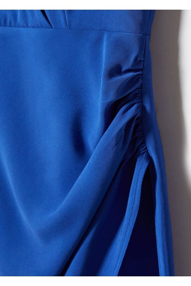 Drape Detaylı Elbise - 7