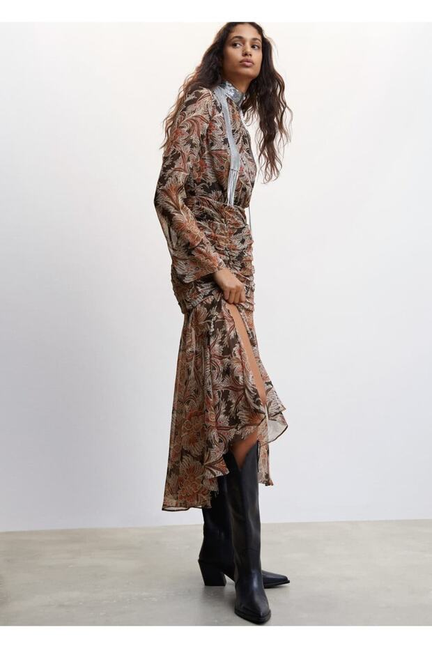 Paisley Desenli Elbise - 7