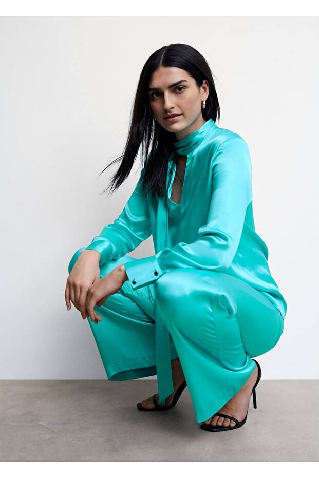 Saten Palazzo Pantolon - 6