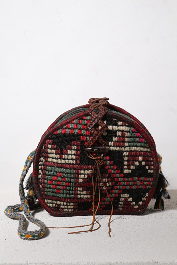 Anatolian Hand-Woven Original Kilim&leather Shoulder Bag