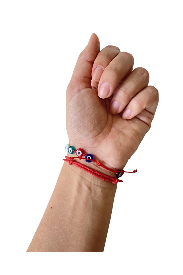 Double Combination with Red String and Evil Eye Beads - 3
