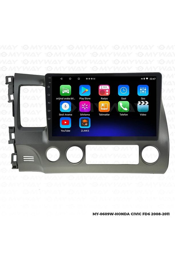 HONDA CİVİC FD6 ANDROİD 12 MULTİMEDYA CARPLAY 2GB RAM+32GB HDD NAVİGASYON EKRAN - 1