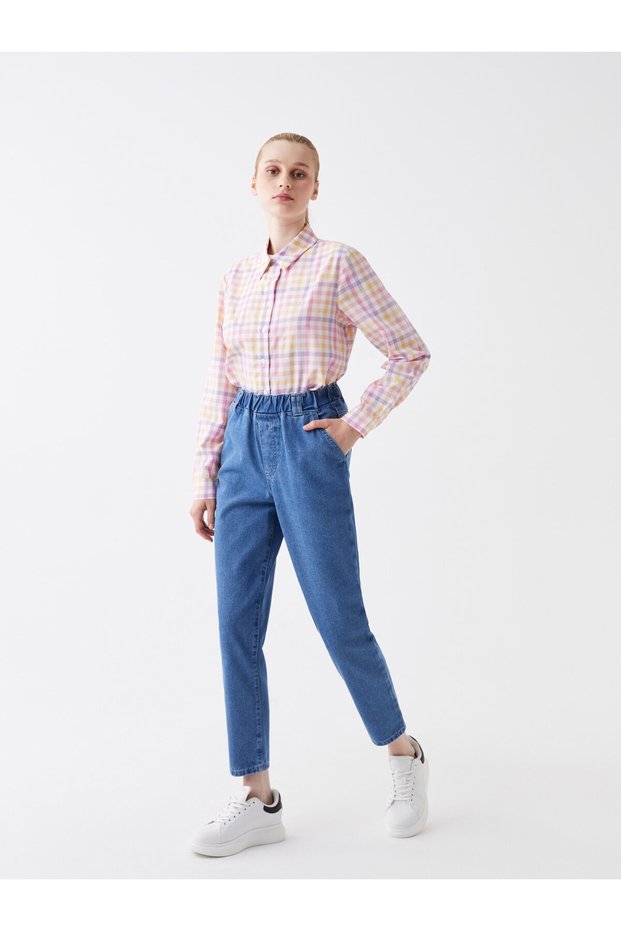 High Waist Straight Fit Women's Jean Pants