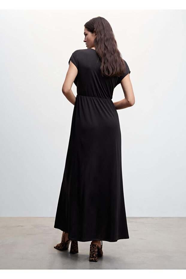 Drape Detaylı Elbise - 4