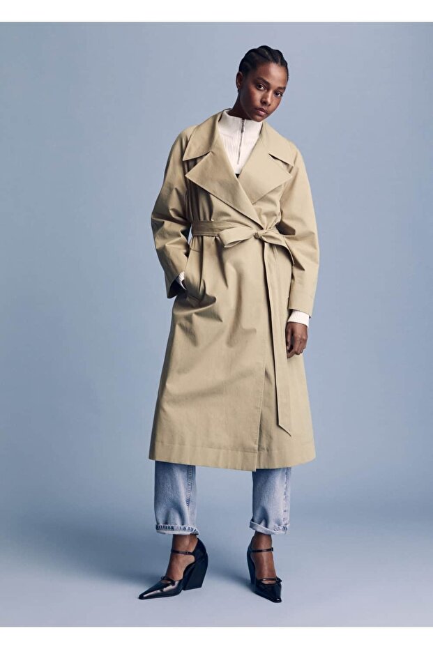Oversize Pamuklu Trençkot - 6