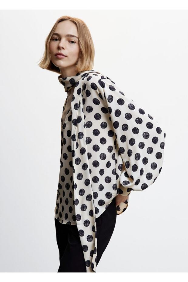Puantiyeli Fiyonklu Bluz - 8