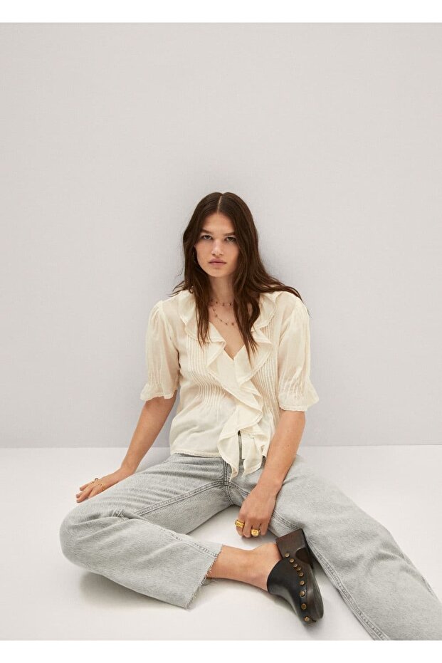 Yıpranmış Paçalı Wideleg Jean - 5