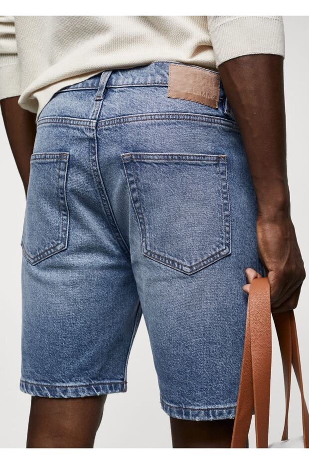 Regular fit denim bermuda şort - 7