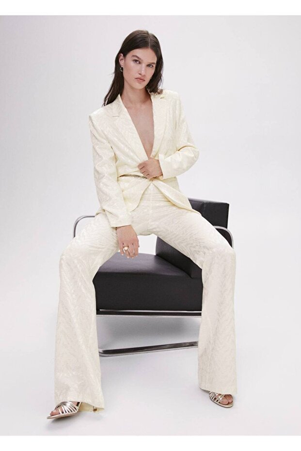 Jakarlı Kumaş Pantolon - 7