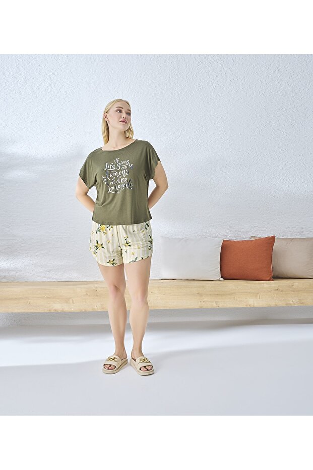 14541 BASKILI BATTAL BOY ŞORT TAKIM - 1