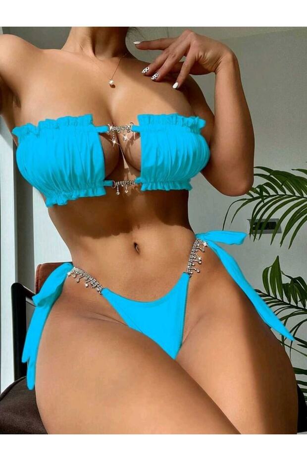Stone detailed bikini suit