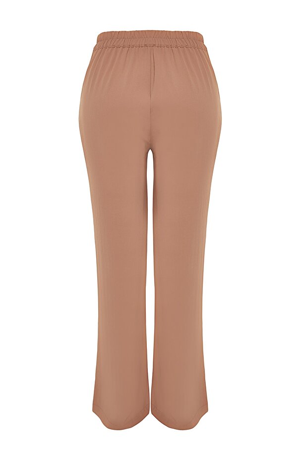 Vizon Mevsimlik Lastikli Yüksek Bel Pileli Wide Leg Dokuma Pantolon TBBSS22PL0448 - 11