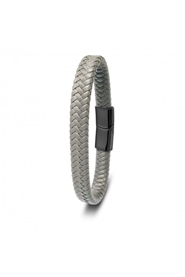Men's Leather Braided Steel Bracelet