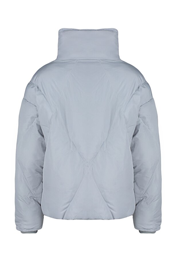 Gri Oversize Kalıp Su İtici Şişme Kapitone Mont TWOAW24MO00146 - 12