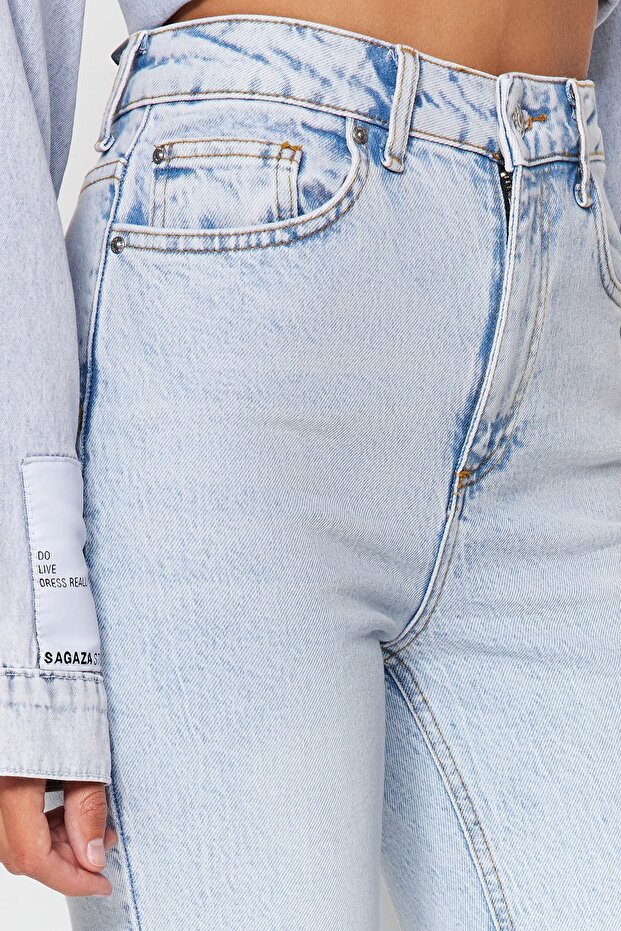 Açık Mavi More Sustainable Yüksek Bel Az Esnek Bootcut Jeans TWOAW23JE00657 - 6