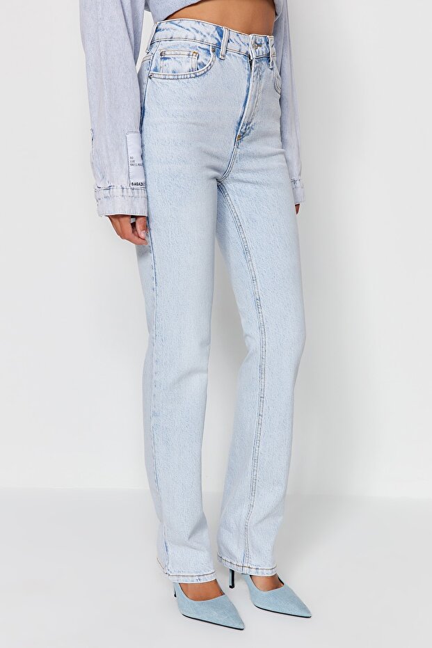 Açık Mavi More Sustainable Yüksek Bel Az Esnek Bootcut Jeans TWOAW23JE00657 - 8