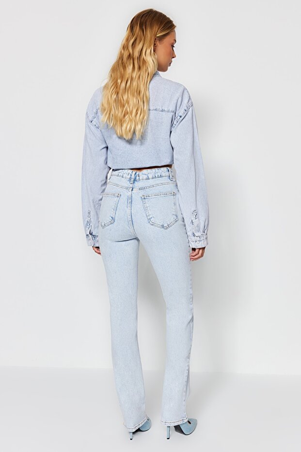 Açık Mavi More Sustainable Yüksek Bel Az Esnek Bootcut Jeans TWOAW23JE00657 - 9
