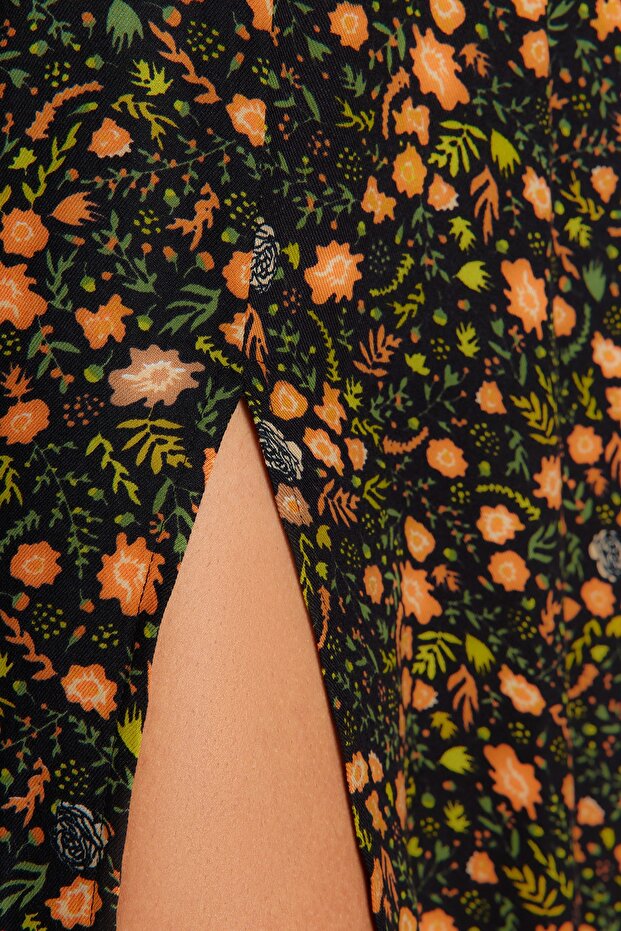 Vícebarevné tkané šaty s rozparkem TWOAW23EL00325 - 5