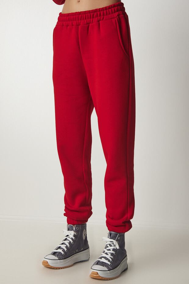 Damski czerwony dres polarowy z kapturem DD00762 - 5