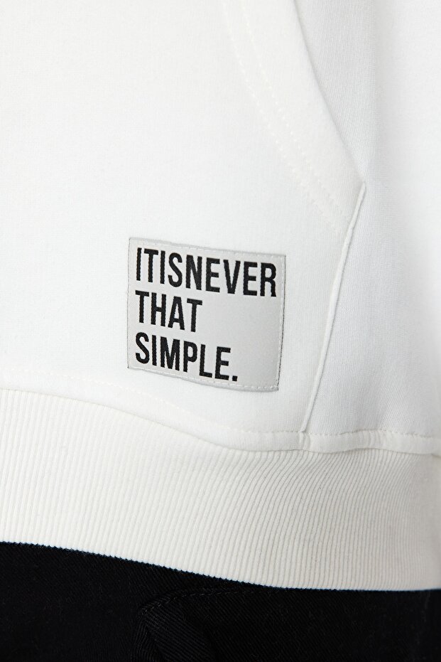 Bluza z kapturem z polaru w dużym rozmiarze - Ecru TMNAW24AO00000 - 5