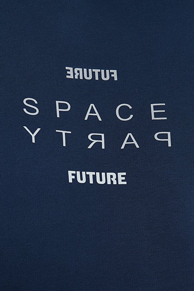 Indigo velká velikost s kapucí oversize reflexní potištěná teplá mikina Tmnaw24Ao00029 - 5