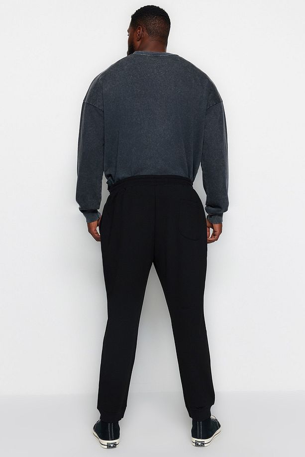 Siyah Büyük Beden Regular/Normal Kesim Jogger Basic Pamuklu Eşofman Altı TMNAW24AJ00003 - 7
