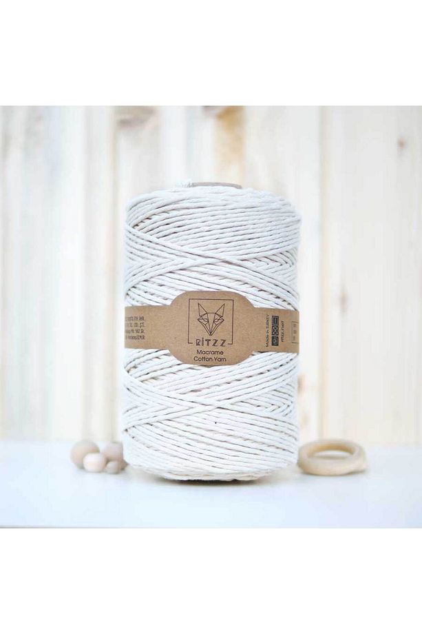 Ekru Tek Burgulu Pamuk İp String Makrome İp 3mm - 1KG - 1
