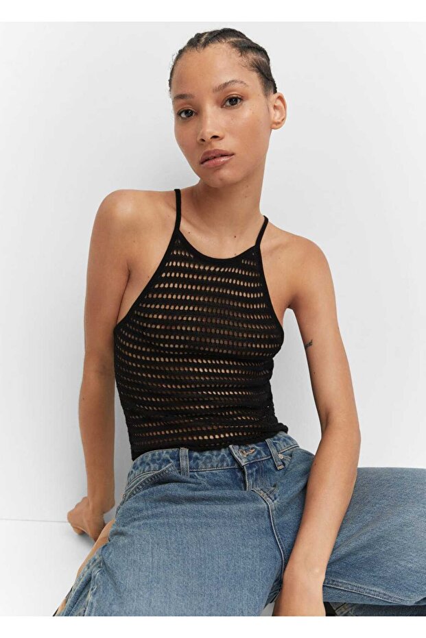 Halter Yaka Triko Bluz - 13