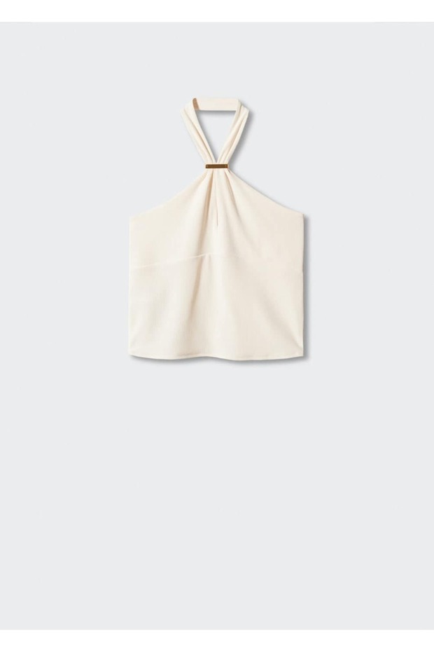 Metal Detaylı Halter Yaka Bluz - 10