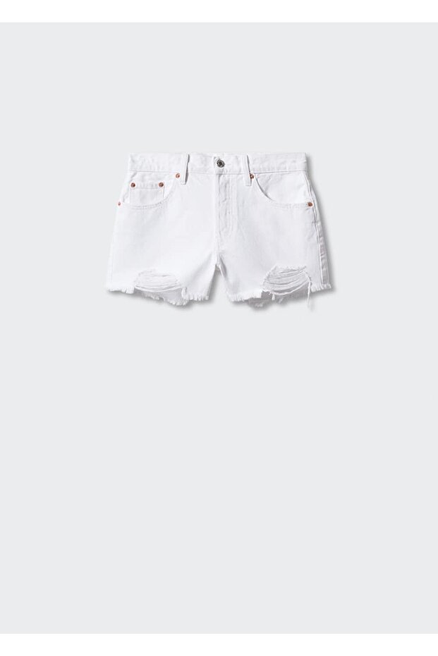 Yırtık denim şort - 10