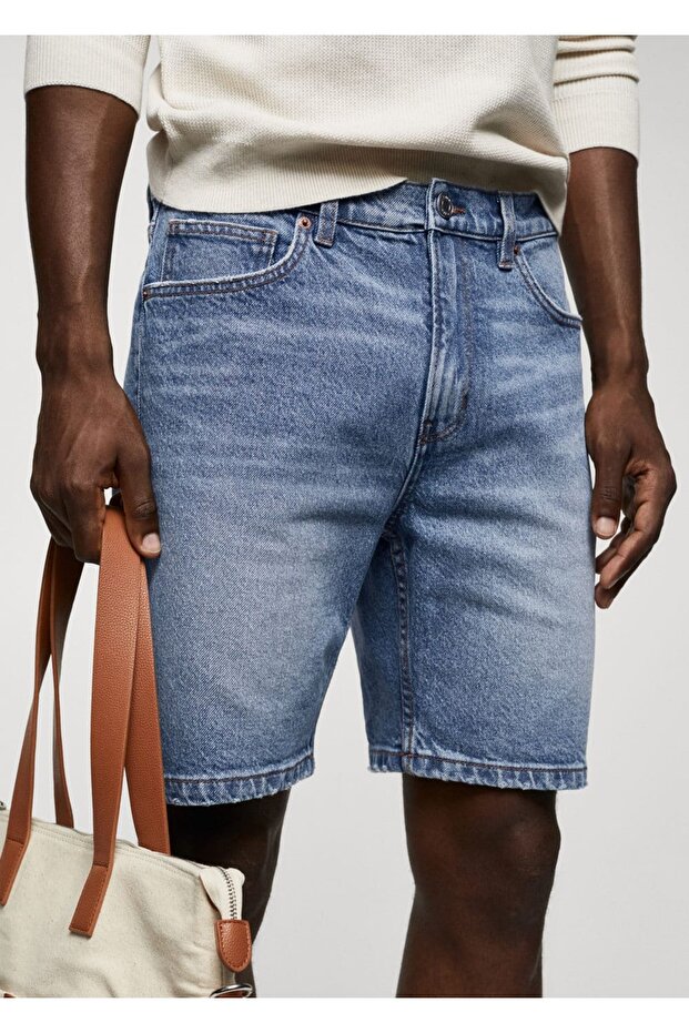 Regular fit denim bermuda şort - 15