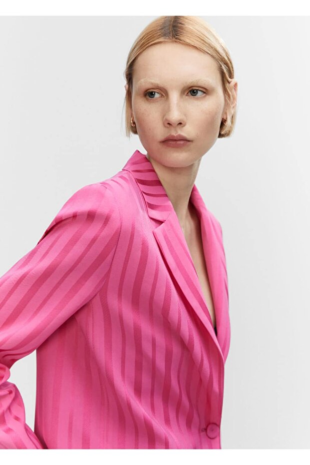 Çizgili kumaş blazer - 16