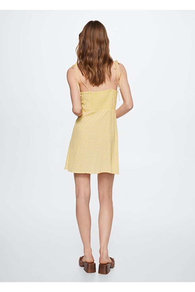 Desenli Askılı Elbise - 11