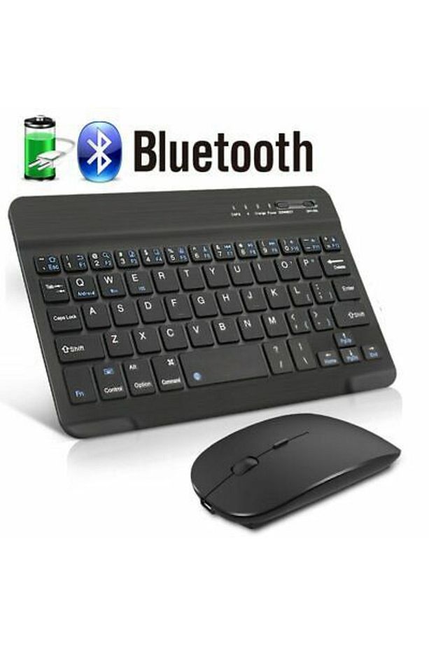 General Mobile E-Tab 20 10.1" Tablet İçin Uyumlu Slim Şarjlı Bluetooth Klavye ve Mouse Seti - 2