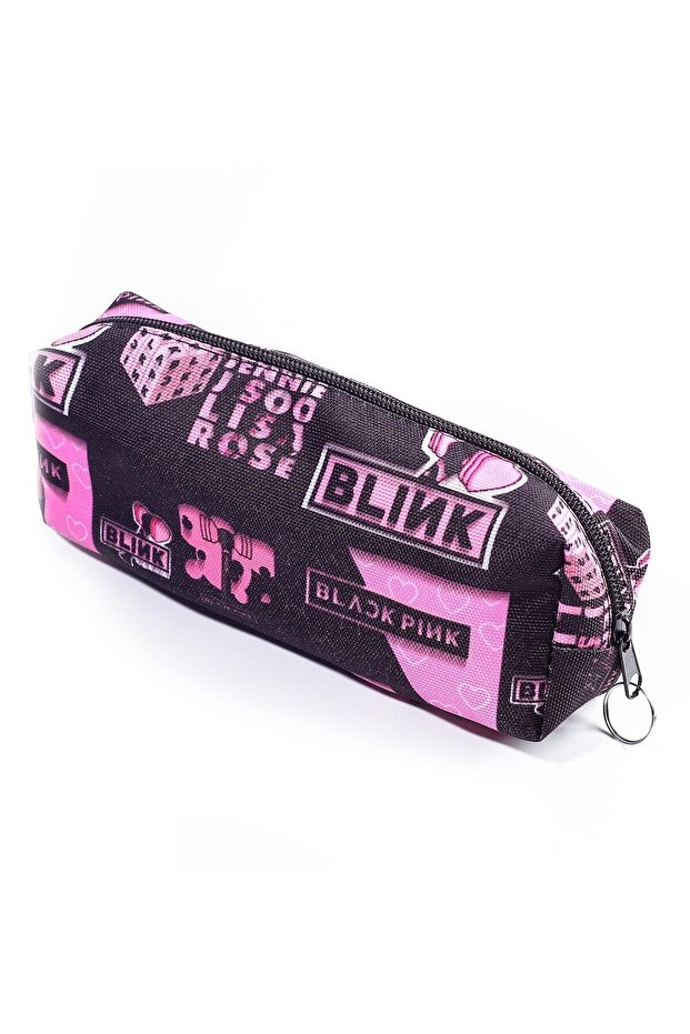 Black Pink Planet Sky Placket Pattern Pen Holder Makeup Bag Organizer Pencil Case