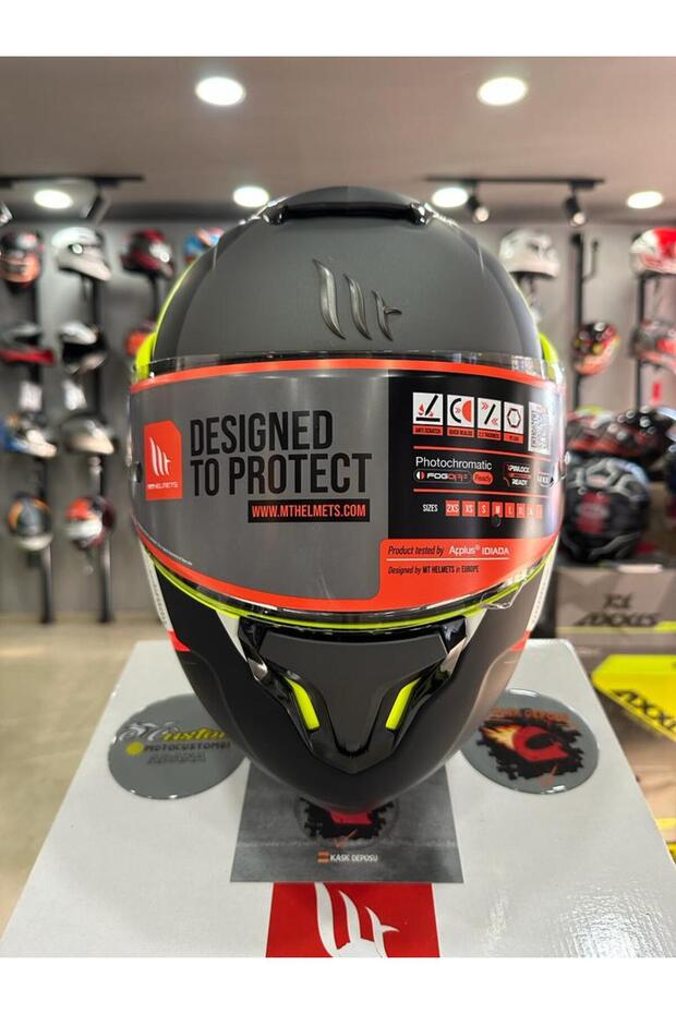 Helmets ATOM SV Gorex C3 Mat Flour Sarı Çene Açılır Kask - 3