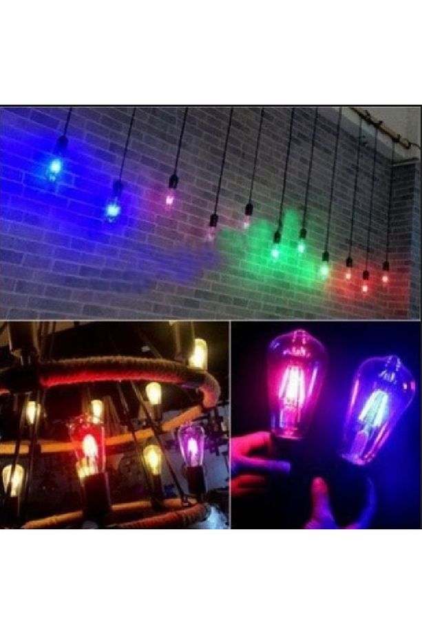 4 W KIRMIZI IŞIK 4 FLAMANLI RUSTİK E27 DUY LED AMPÜL RENKLİ 1 ADET - 4