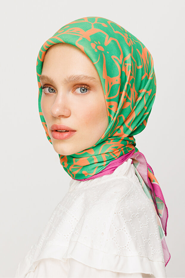 Eșarfă digitală moale cu model floral - 3